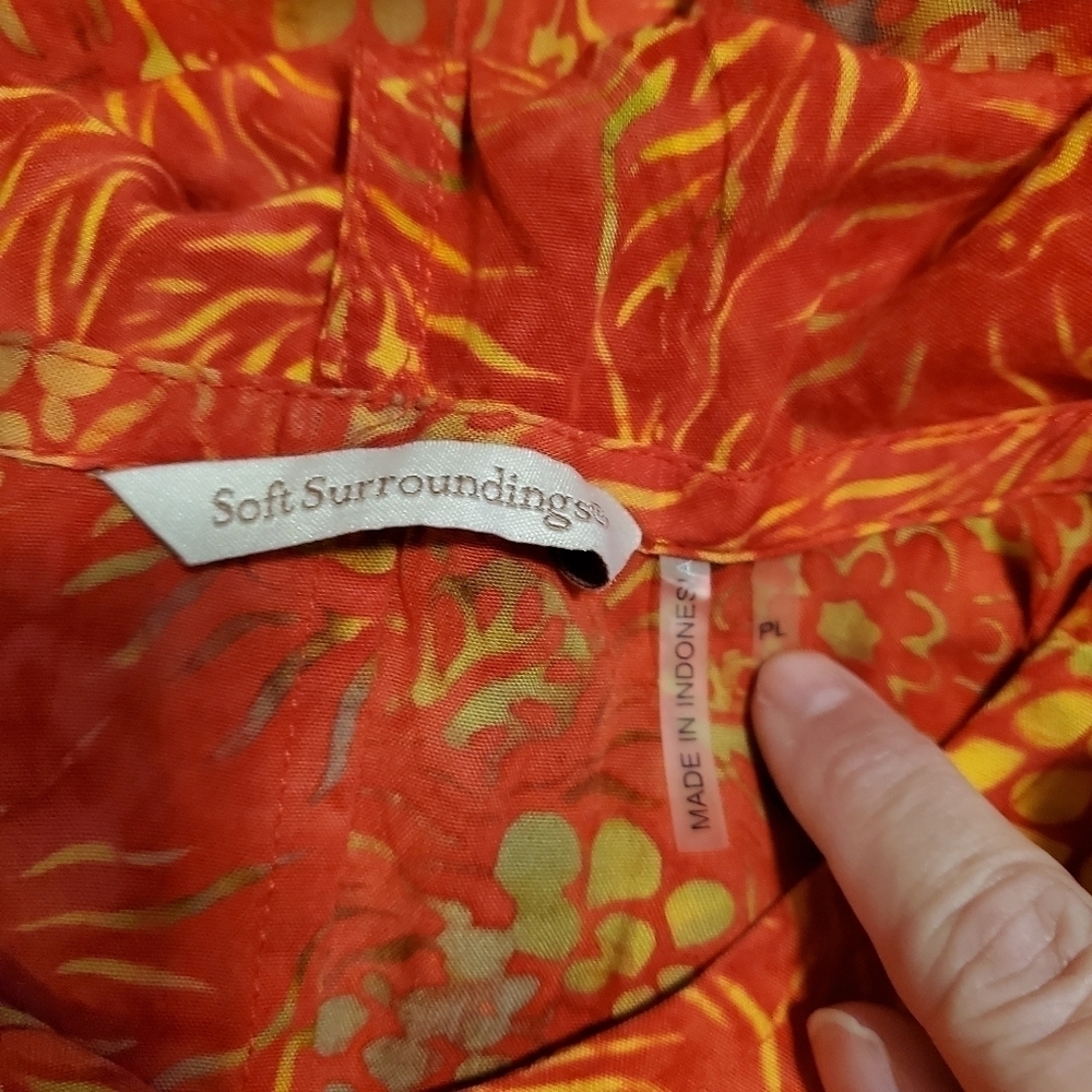 Soft Surroundings Orange Batik Hoodie 100% Rayon Tunic Size PL, colorful, comfy - Picture 8 of 11